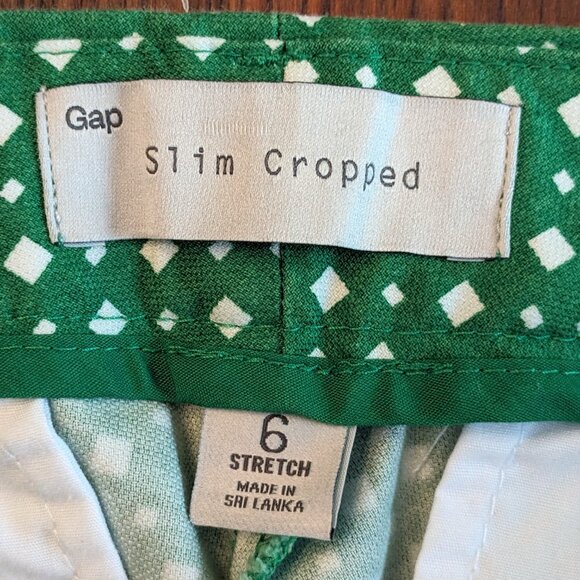 Gap Cropped Pants in Green & White - SZ 6 - Picture 7 of 8